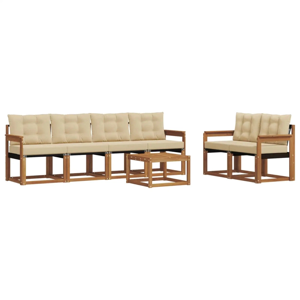 Set di divani da esterno con cuscino 7 pcs Naturale e Beige
