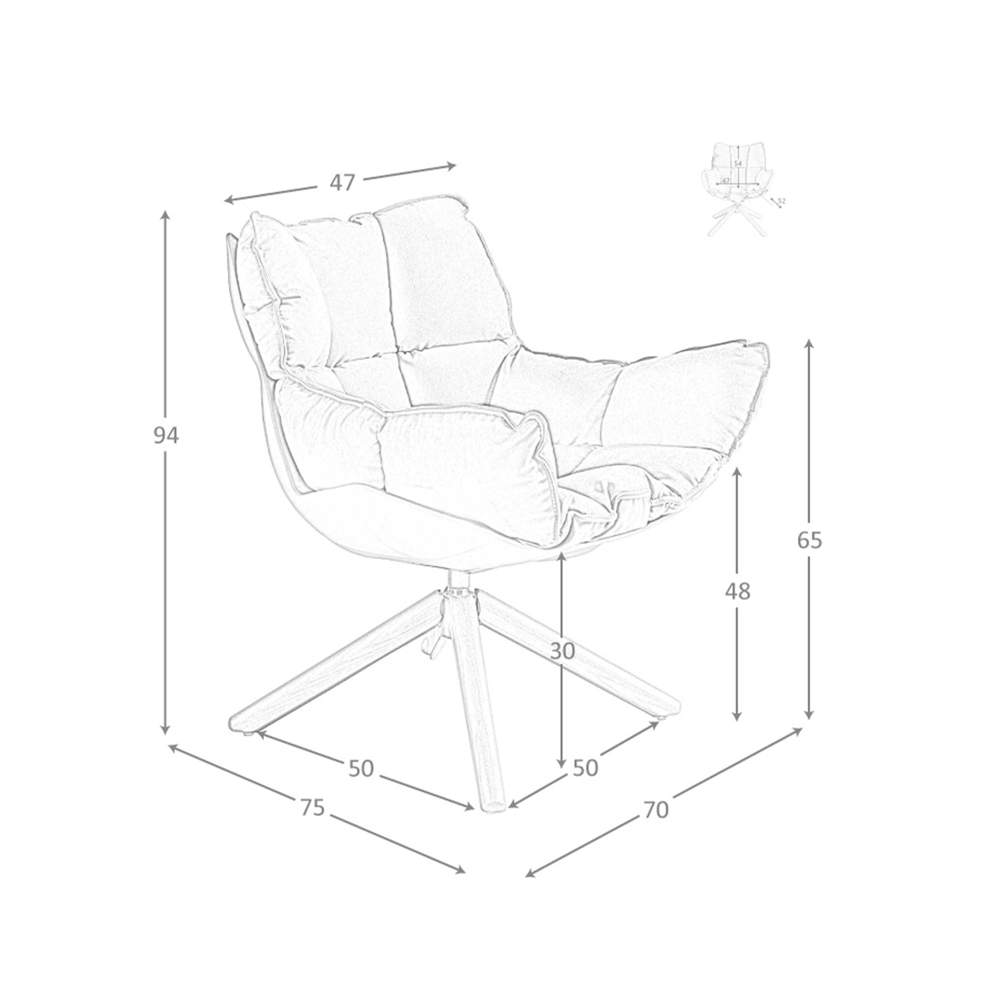 Poltrona girevole in velluto marrone e pvc marrone