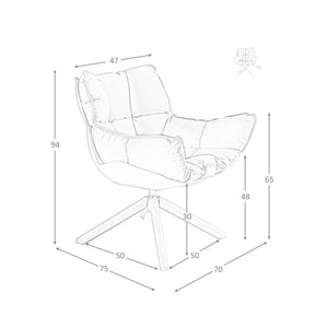 Poltrona girevole in velluto marrone e pvc marrone