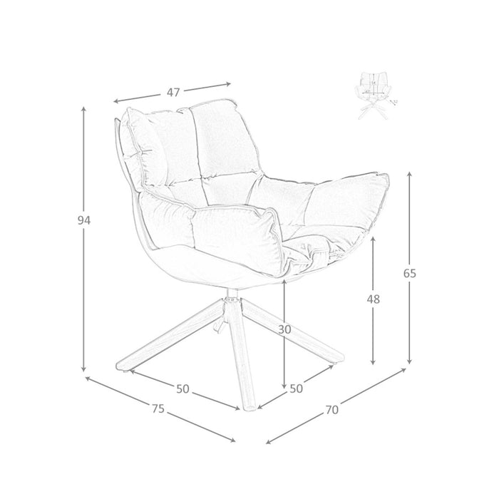 Poltrona girevole in velluto marrone e pvc marrone