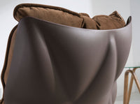 Poltrona girevole in velluto marrone e pvc marrone