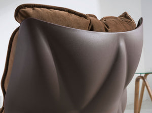 Poltrona girevole in velluto marrone e pvc marrone