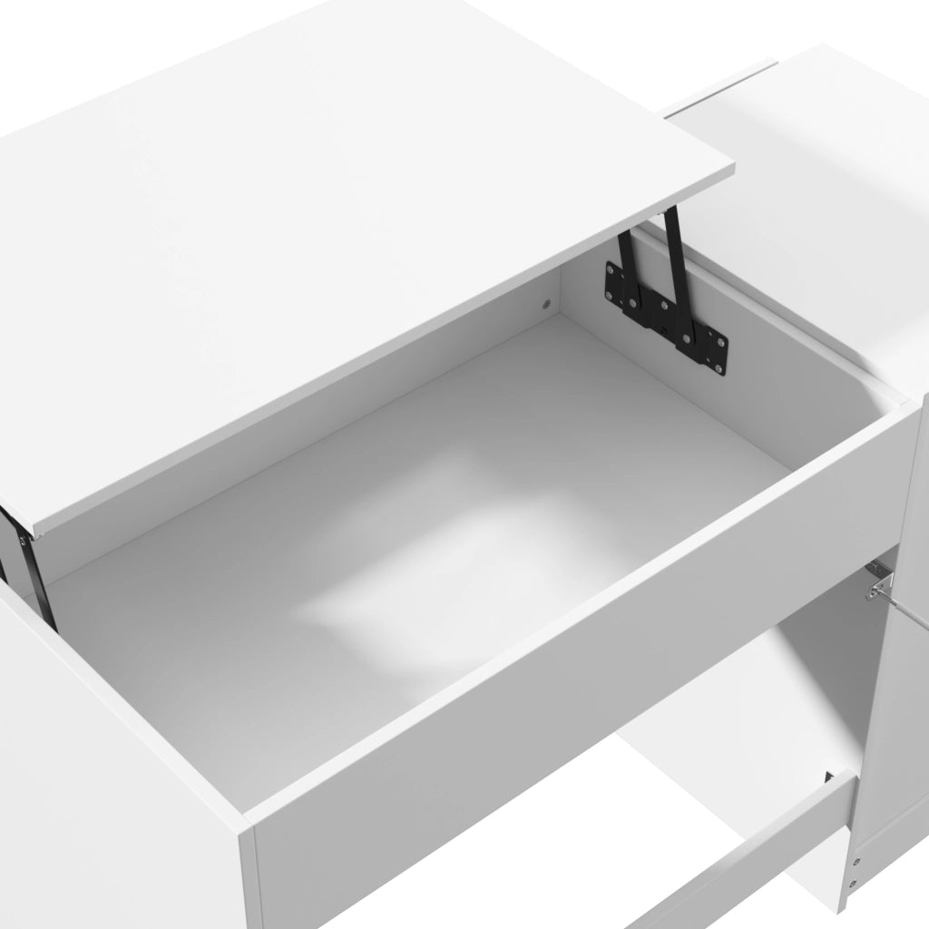 Scrivania bianca regolabile in altezza 120×50 cm con 4 cassetti e vano nascosto