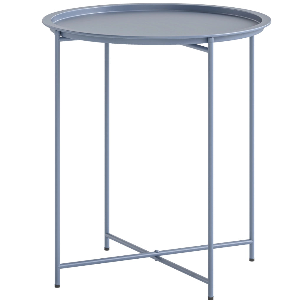 Tavolino rotondo con piano amovibile ¨C zephmum ¨C blu grigio, metallo, ?46x53cm