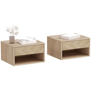 Tavolini da notte a muro ¨C zephmum ¨C legno naturale 37x32x21 cm