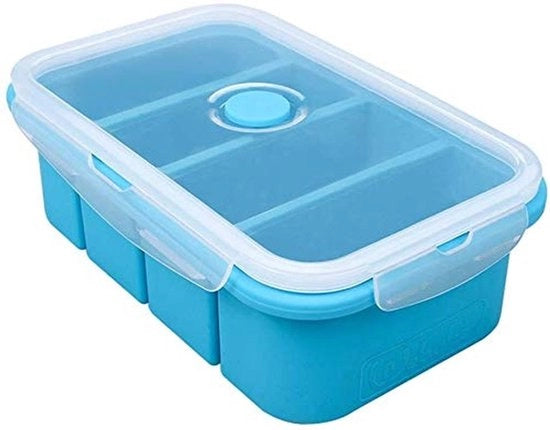 Contenitore alimentare con coperchio - contenitore per congelatore in silicone - contenitore di magazzino - supporto per cubetti di ghiaccio - conservazione degli alimenti - adatto per salsa di soia - contenitore per congelazione