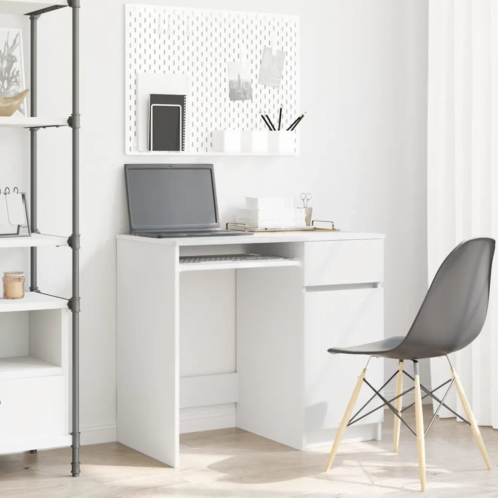 Scrivania | Tavolo da Ufficio Bianca 86x49x76 cm in Legno Multistrato