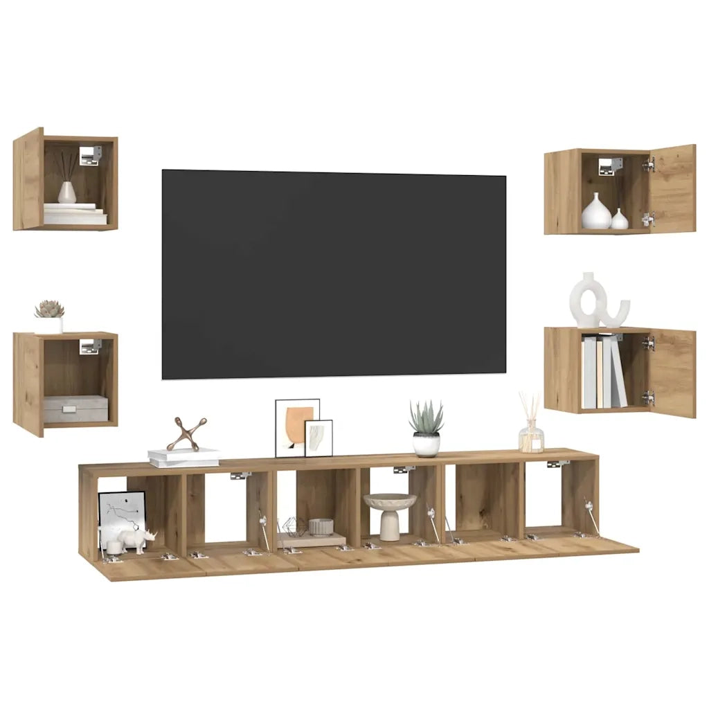 Set mobile TV 7 pcs Rovere artigianale Legno multistrato 3393398
