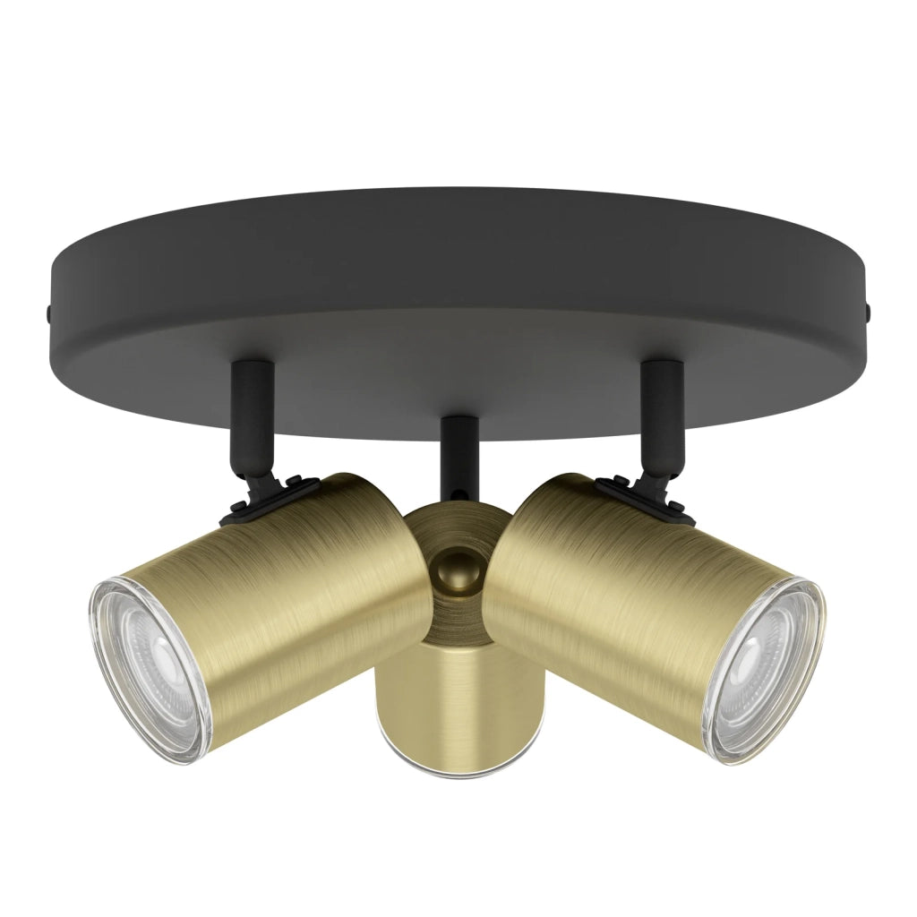 Spot Moderno Consuma 1 Acciaio Ottone 3 Luci Gu10 Ip44
