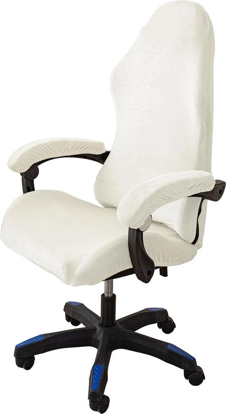 Flanella imbottita per sedute da gioco, 4 pezzi, seggiolina da ufficio, copertura rotativa con braccioli e schienale, coperture rotative pieghevoli per sedute da gioco, seggiolina da ufficio, senza seduta, bianca