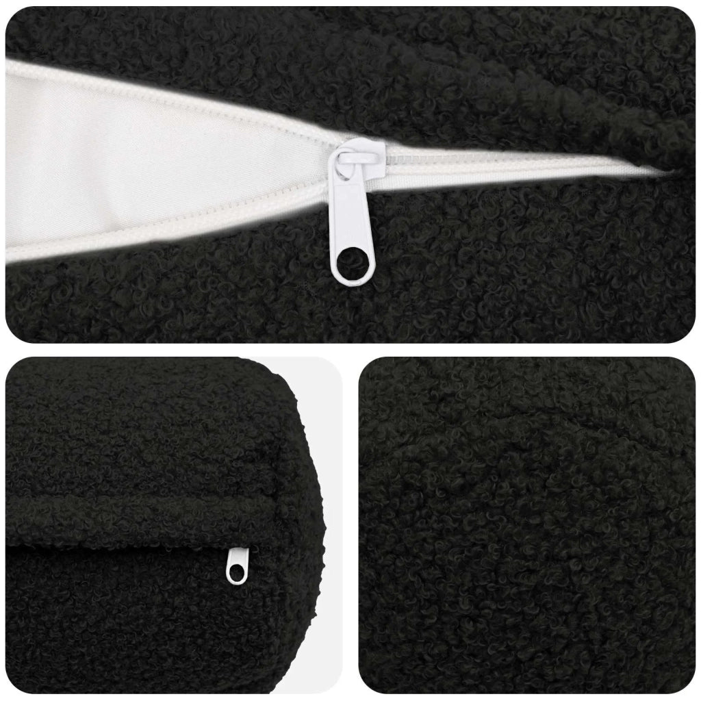 Federa 2 pcs HEERLEN Nero Ø 15 x 40 cm Bouclé 923273
