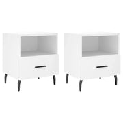 Set di 2 Comodini | Armadio da Notte | Mobiletto da notte Bianchi 40x35x47,5 cm in Legno Multistrato