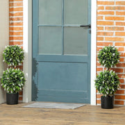 Set di 2 Piante Artificiali di Lavanda da 70 cm con Vaso in Cemento per Interni ed Esterni