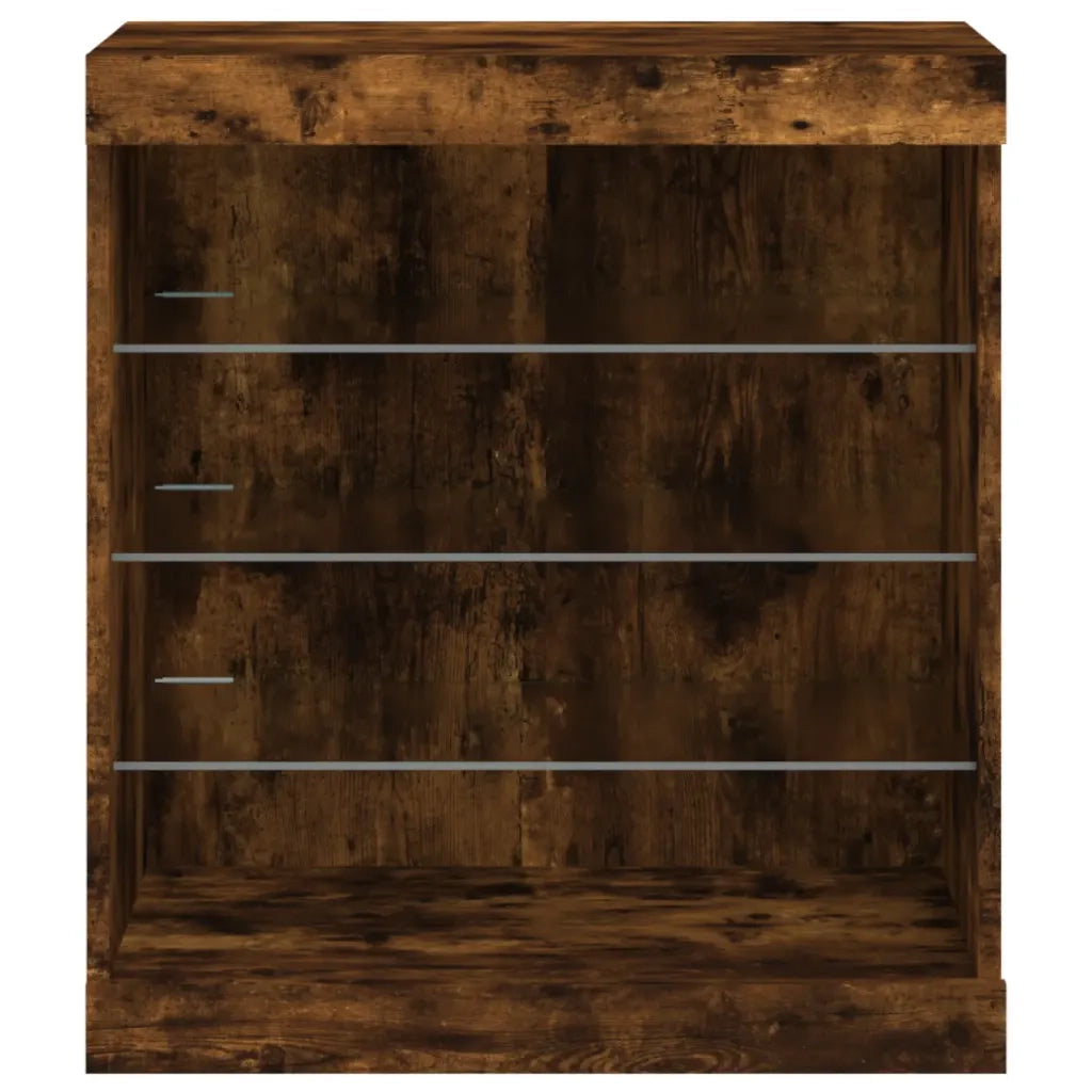 Credenza con Luci LED Rovere Fumo 60,5x37x67 cm