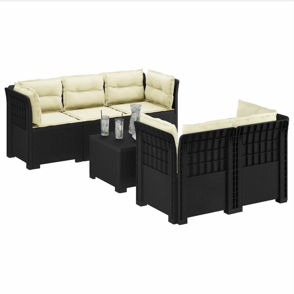 Divano da Giardino 5 Posti con Cuscini Stile Rattan PP 3443906