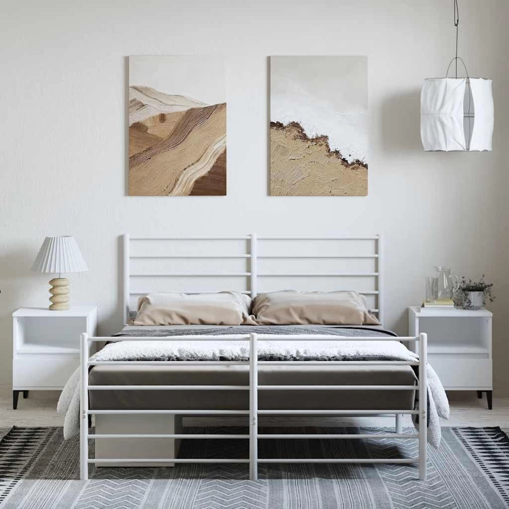 Giroletto con Testiera e Pediera Metallo Bianco 135x190 cmcod mxl 128029