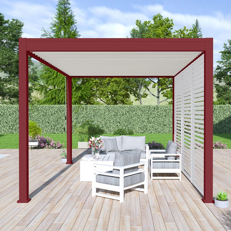 Pergola bioclimatica Ombréa® VS autoportante 3x4M - Rossa - Lame bianche