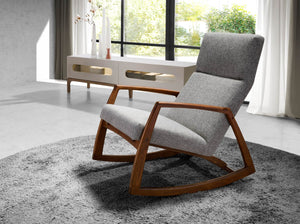 Sedia a dondolo in tessuto grigio