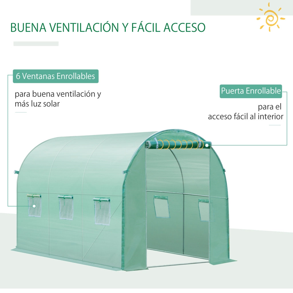 Serra in Polietileno 3x2x2 m con Finestre e Porta ¨C zephmum ¨C Verde