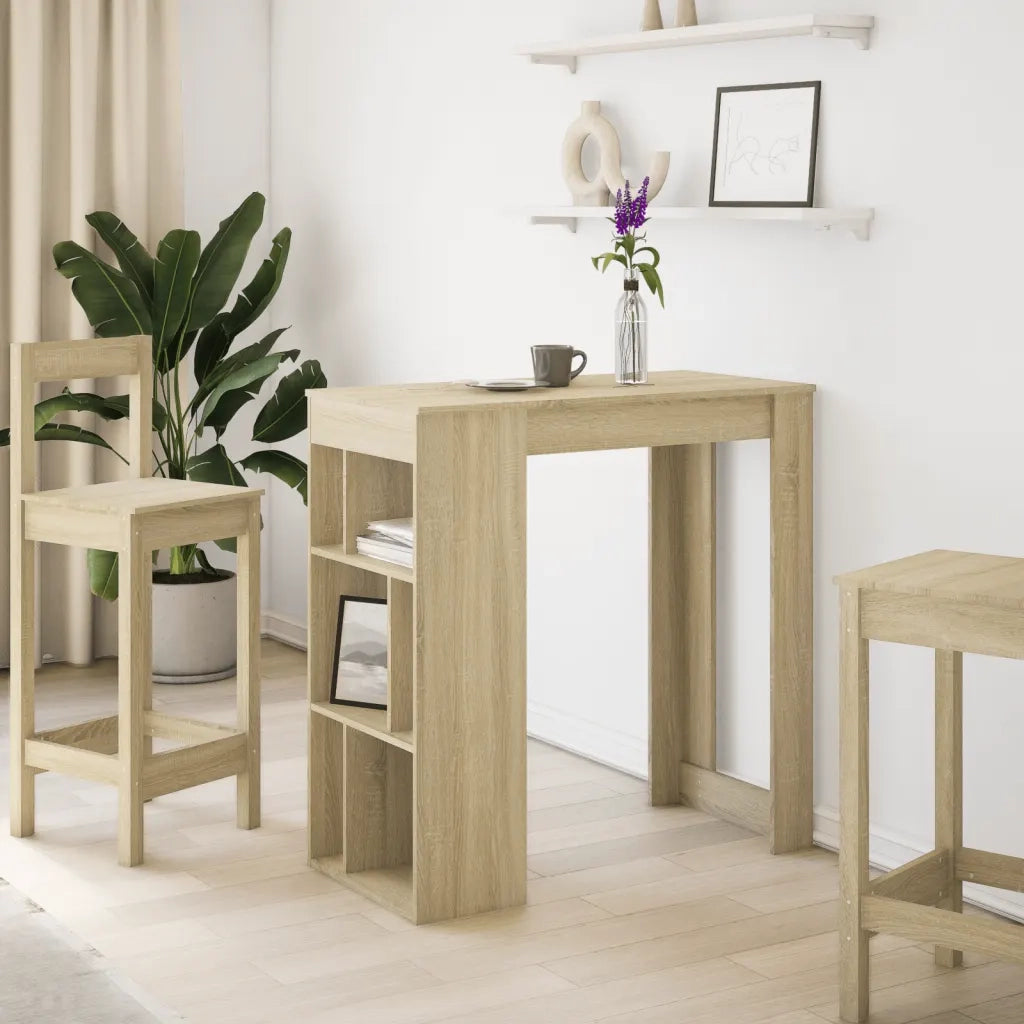 vidaXL Tavolo Bar con Rastrelliera Sonoma 102x50x103,5 cm Multistrato