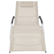 Lettino Prendisole con Cuscino in Alluminio e Textilene Crema 47778