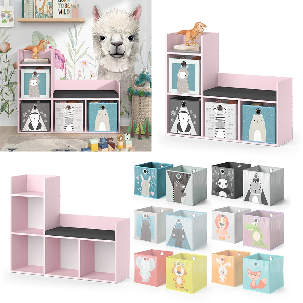 Vicco Libreria bambini rosa 107.2 x 88.6 cm con 2 scatole pieghevoli (grigio)