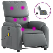 Poltrona Massaggiante | Sedia Relax Elettrica Reclinabile Grigio Similpelle