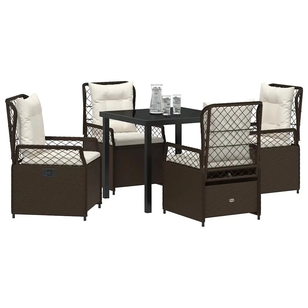 Set da Pranzo per Giardino 5 pcs Marrone polyrattan 3380989