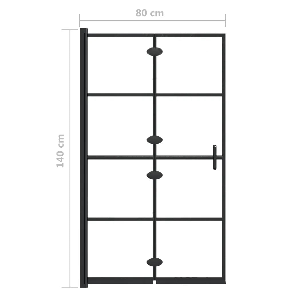 Pannello Doccia Pieghevole in ESG 80x140 cm Nero CFW2662759