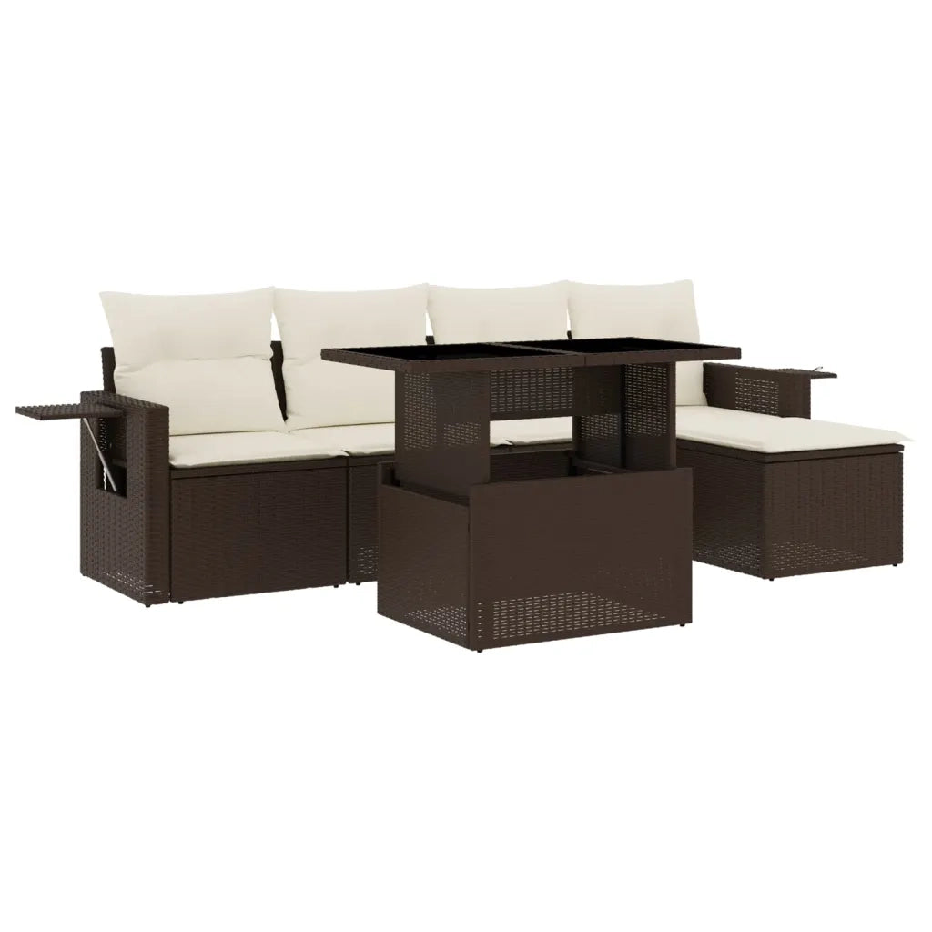 vidaXL Set Divano da Giardino 6 pz con Cuscini Marrone in Polyrattan