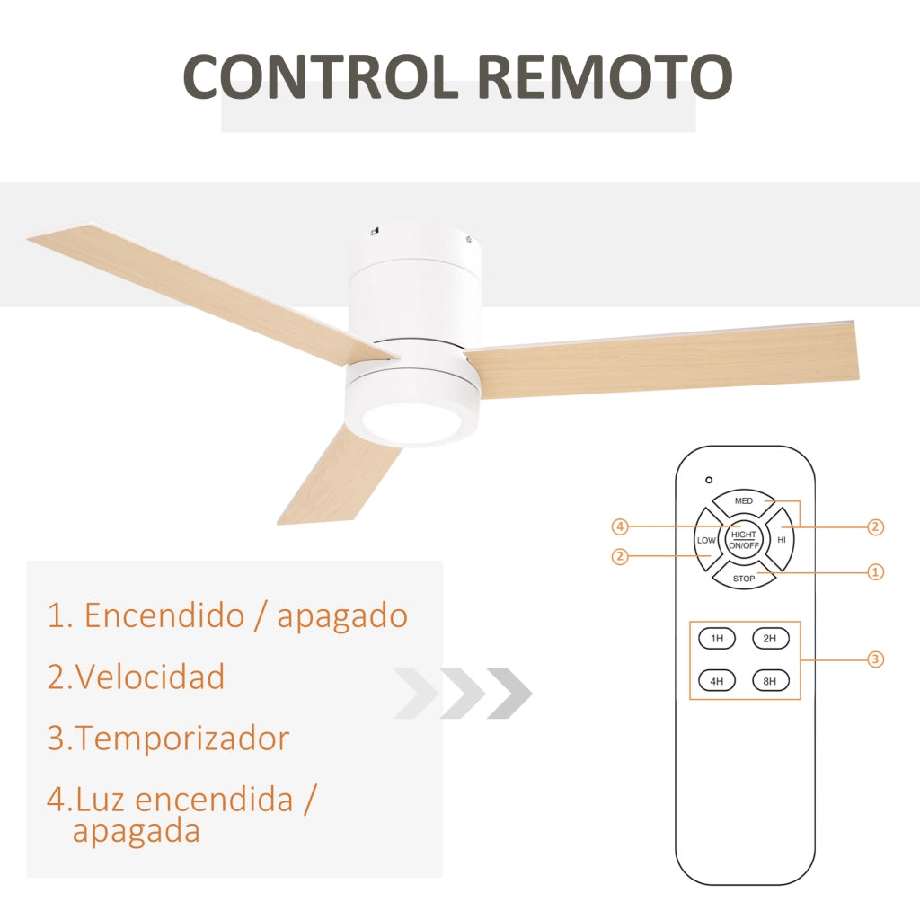 Ventilatore da Soffitto con Luce LED ¨C zephmum ¨C Bianco ?112x25 cm