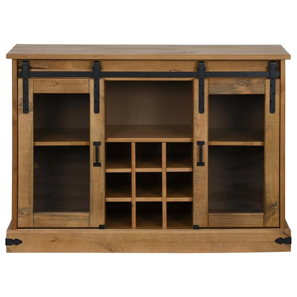 Credenza HALDEN 2 Ante Scorrevoli 112x40x80 cm Legno Massello