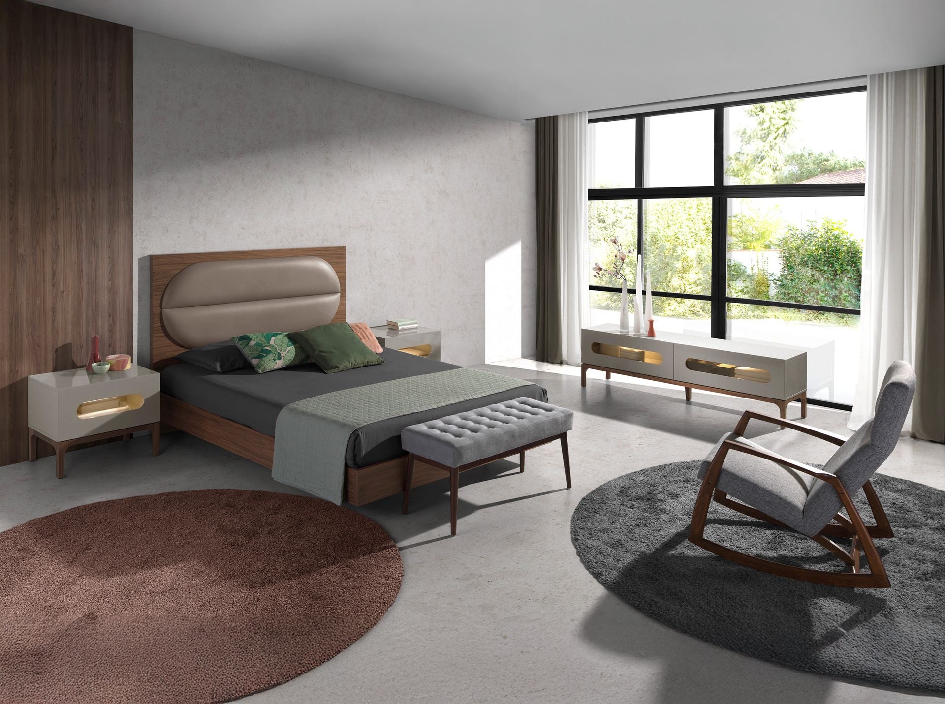 Sgabello in tessuto grigio scuro