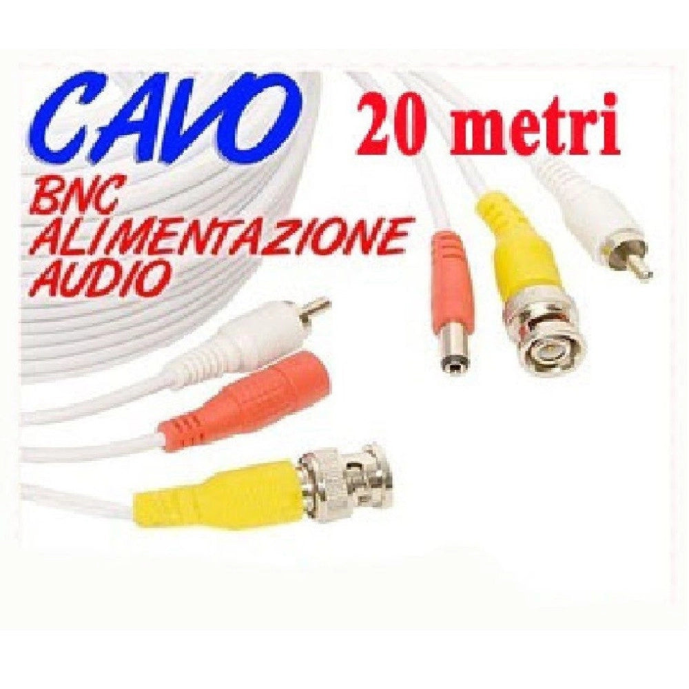 Trade Shop - Cavo Prolunga Telecamera Rca Bnc Audio Video Alimentazione 10 20 30 50 Metri -