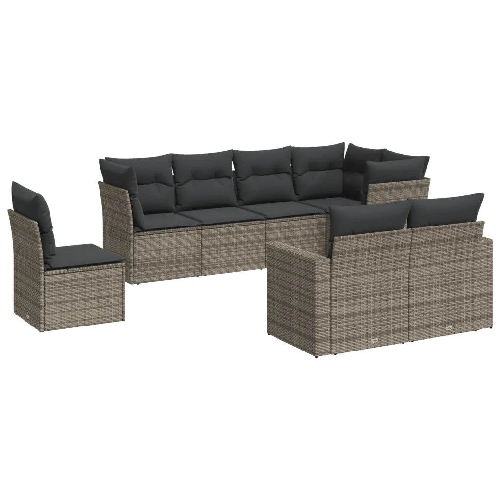 Set Divano da Giardino 8 pz con Cuscini Grigio in Polyrattancod mxl 87968