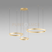 CRISEIDE S/3D - LAMPADARIO A SOSPENSIONE 3 LUCI ORO A LED DIMMERABILE 100W(25W+35W+40W) 5100LM 3000K