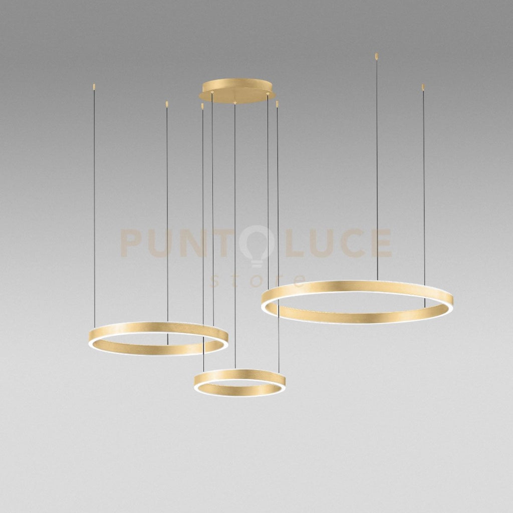 CRISEIDE S/3D - LAMPADARIO A SOSPENSIONE 3 LUCI ORO A LED DIMMERABILE 100W(25W+35W+40W) 5100LM 3000K