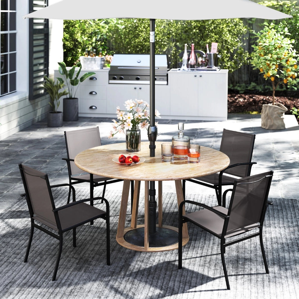 Sedie da giardino impilabili con tessuto traspirante braccioli mobili da bistro per prato-Set di sedie da pranzo per dsterni 2 Grigio