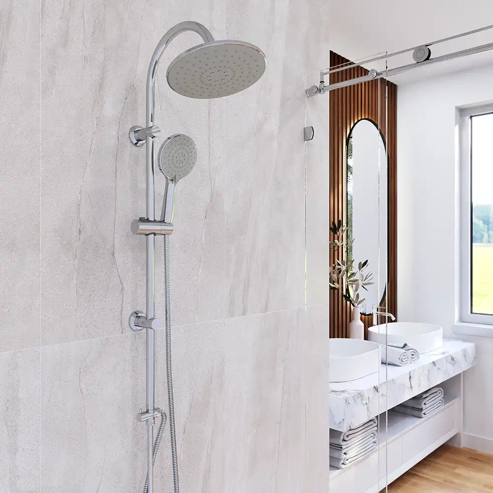 Colonna doccia con deviatore in acciaio inox soffione 23 cm | Arno