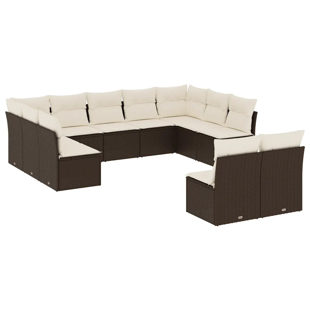 Set Divani da Giardino 11 pz con Cuscini Polyrattan Marronecod mxl 111541