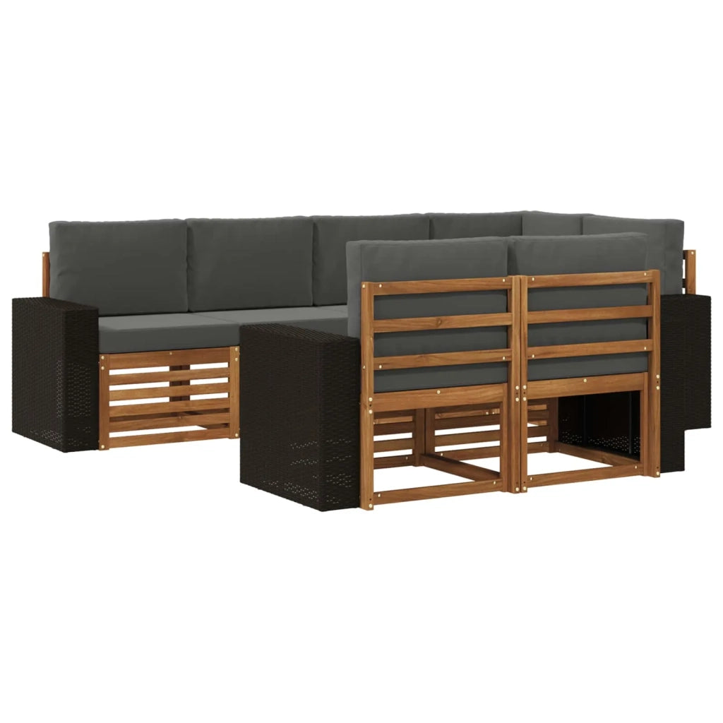Set di divani da esterno 7 pz Naturale e Antracite Poliestere 3384483