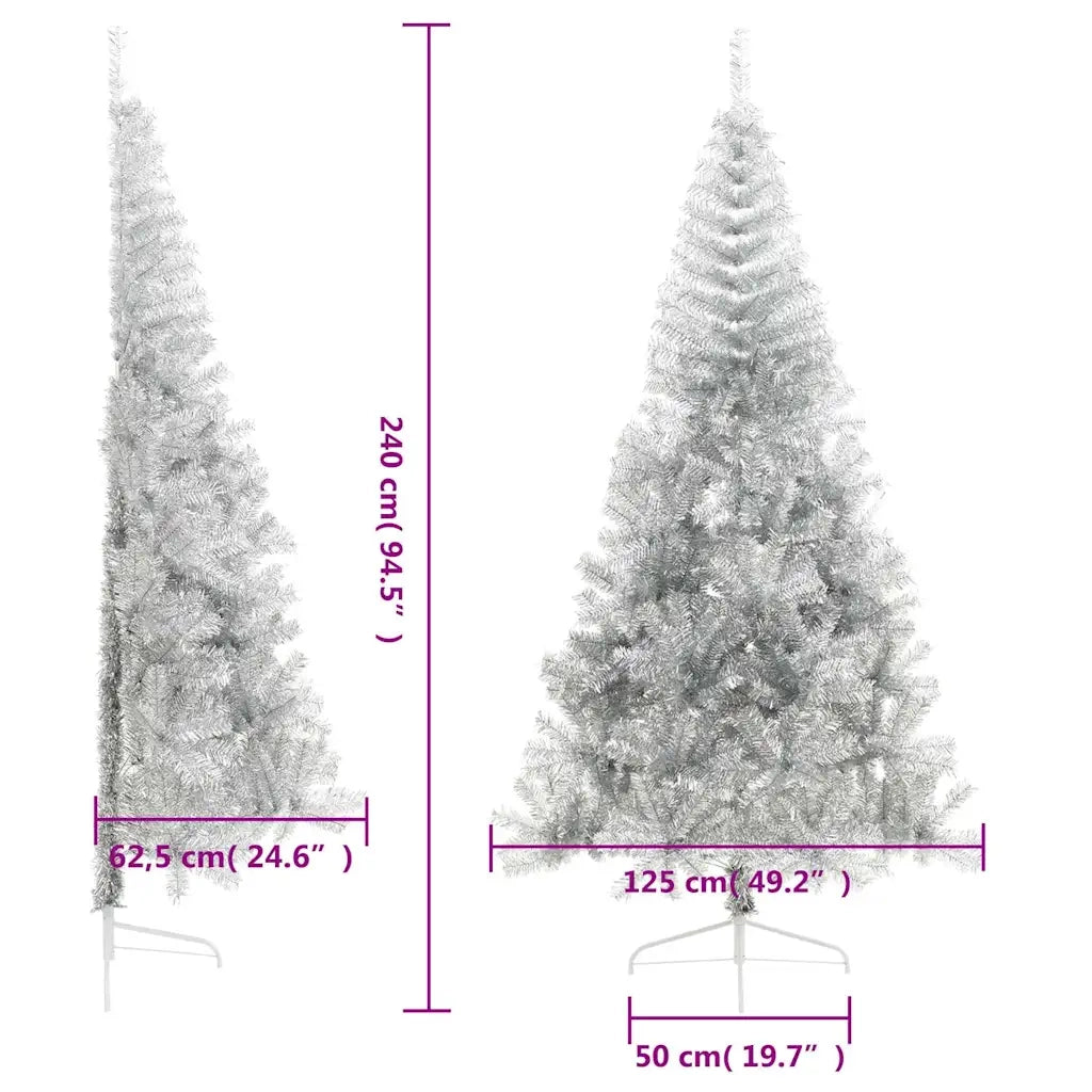 Albero di Natale a Metà con Supporto Argento 240 cm PET 344699