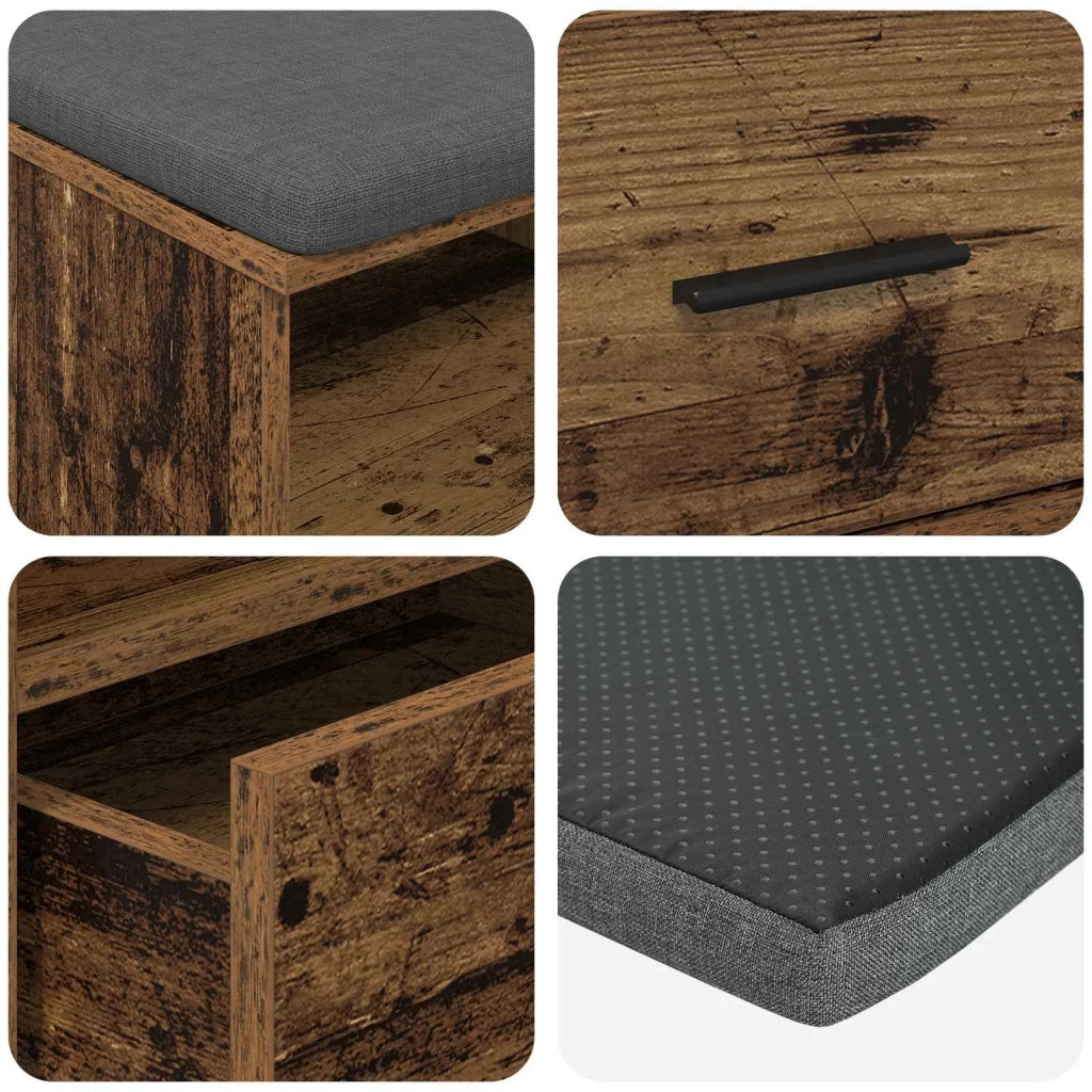 Panca per ingresso con cuscino Legno vecchio 100 x 38 x 46 cm 891470