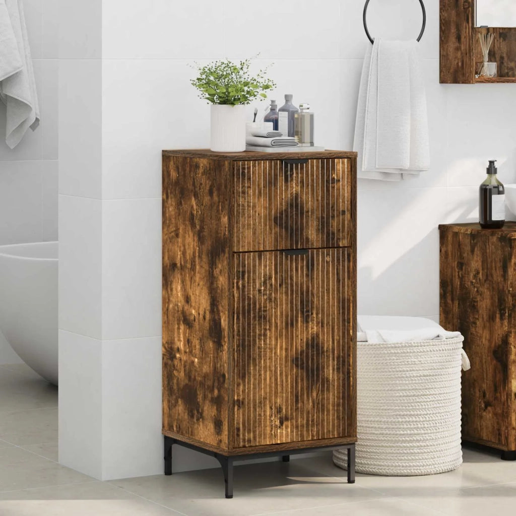 Mobile da Bagno con cassetto Rovere fumé 39,5 x 36 x 88 cm 883399
