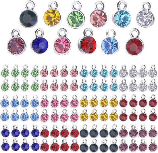 Pietre natalizie per collane - Cristalli rotondi per la creazione di accessori (12 colori, 96 pezzi)
