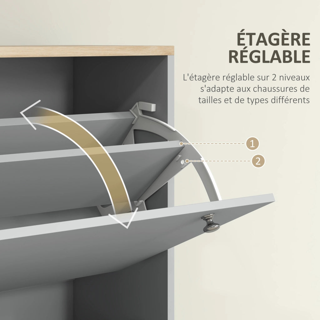 Scarpiera con 3 cassetti e ripiani regolabili ¨C zephmum ¨C 80x23.5x121cm grigio