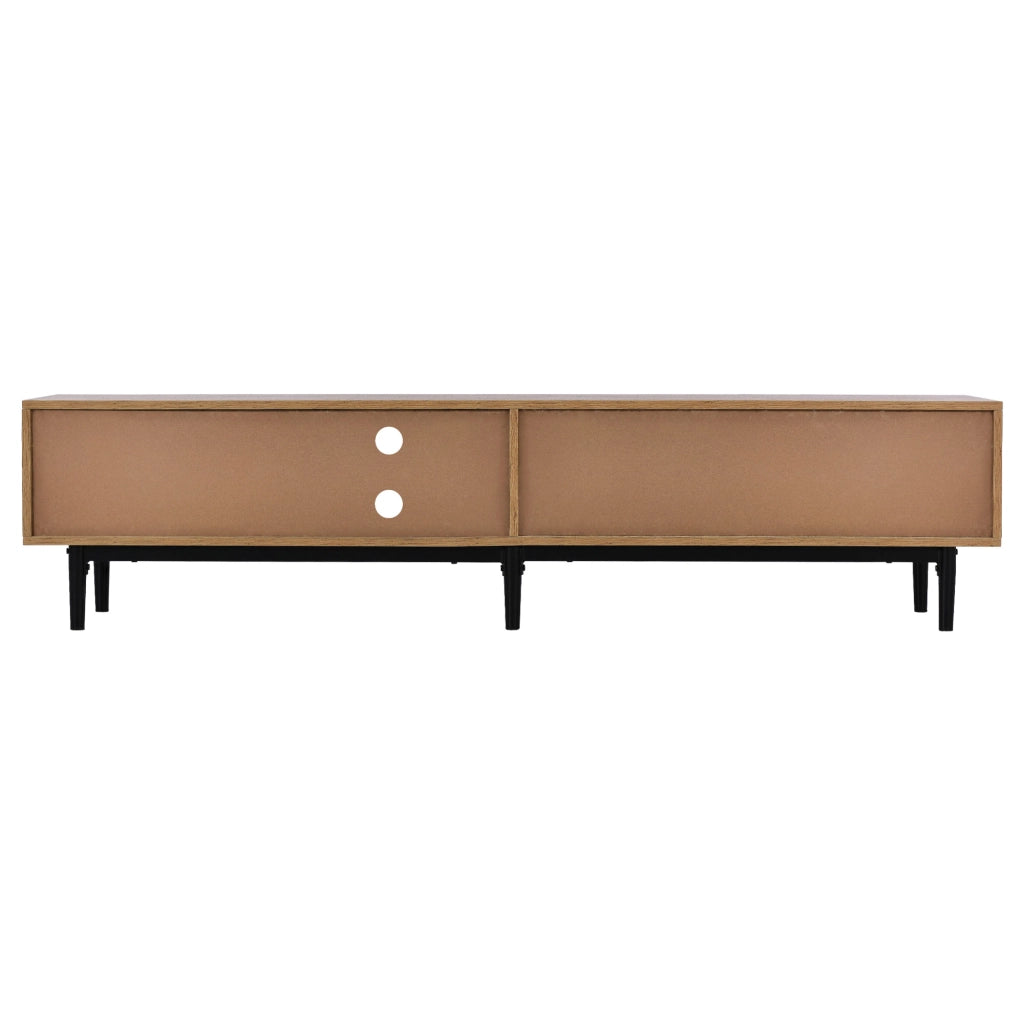 Mobile TV 175x31x41 cm; LED regolabile via app e tre ante; MDF; colore naturale