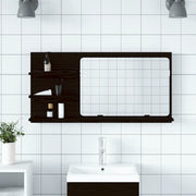Mobiletto con Specchio per Bagno Rovere Nero 90x11x45 cm in Legno Massello 862029