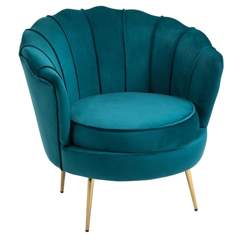 POLTRONA DESIGN VINTAGE IN VELLUTO VERDE PETROLIO