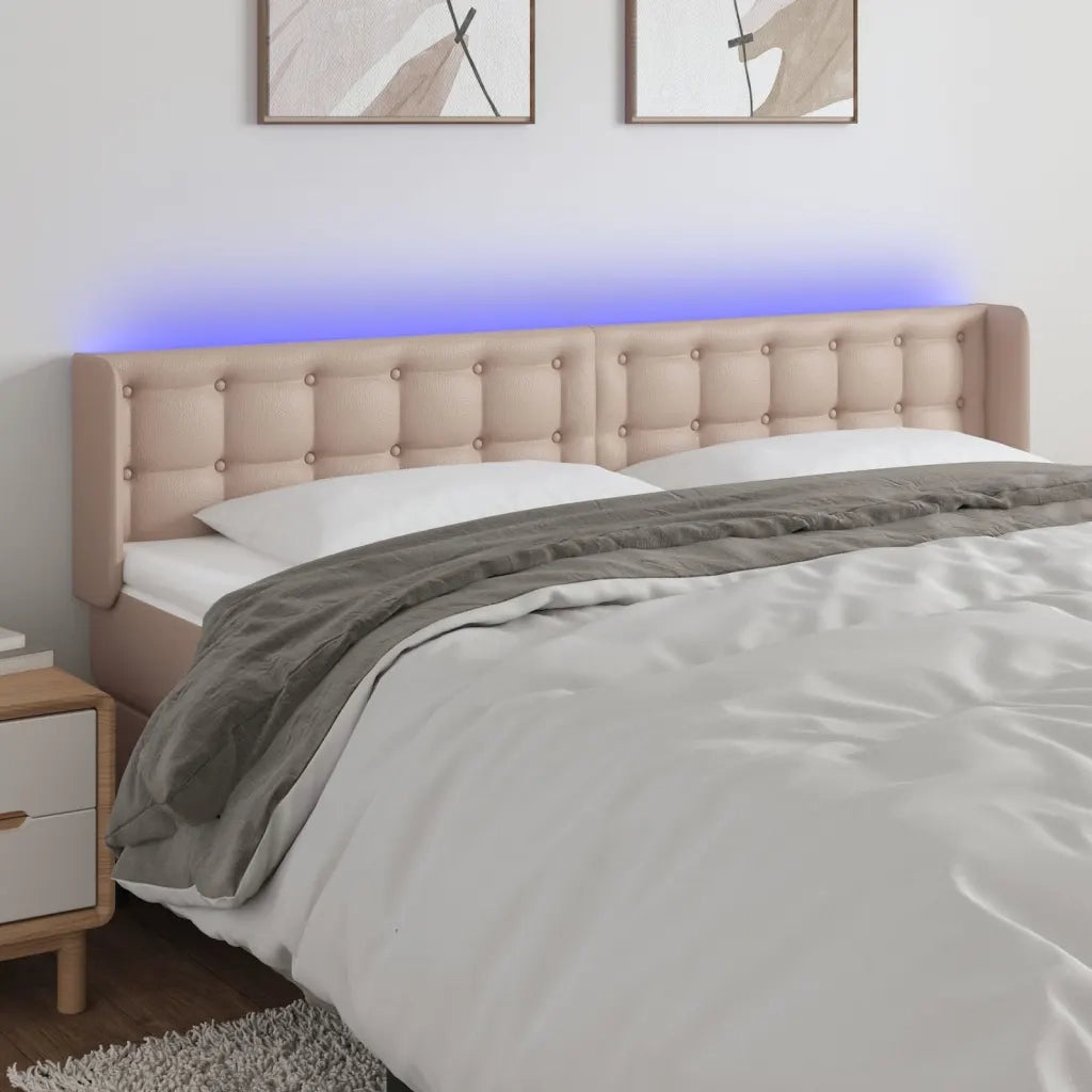 Testiera con LED-Testata Cappuccino a LED 203x16x78/88 cm in Similpelle 546306